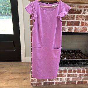 Boden pencil dress light purple color with short sleeves and pockets size 6L